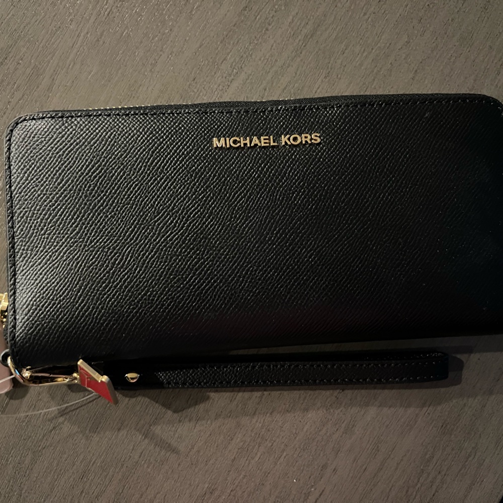 Michael Kors Black Leather Wristlet